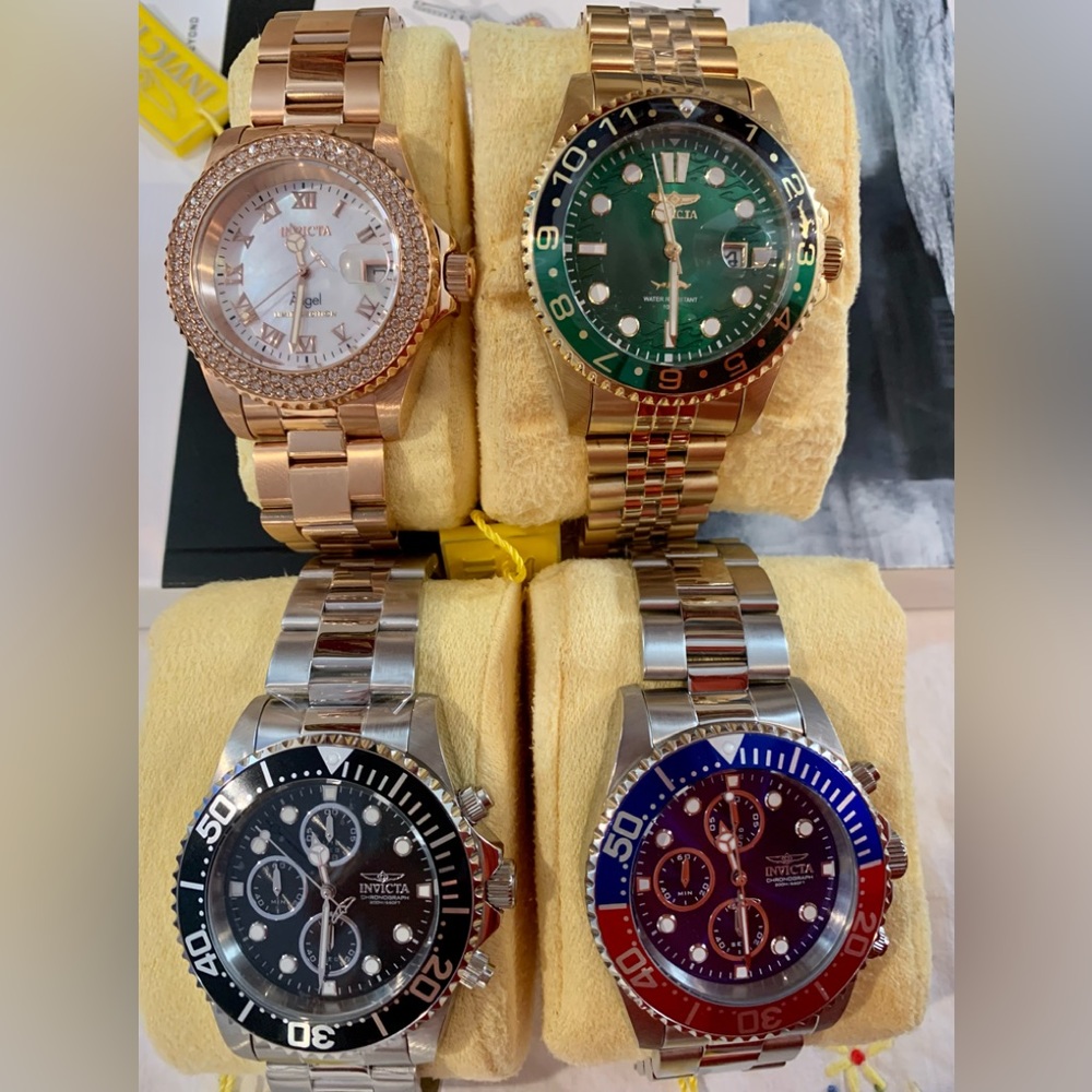 4 Brand New Invicta Watches - All come with seals, tags, papers & original boxes